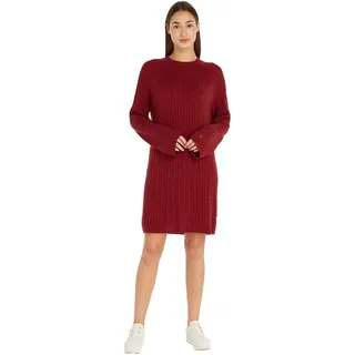 Tommy Hilfiger Damen Kleid Soft Wool C-Neck Langarm, Rot (Rouge), XS