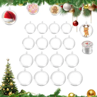 Acrylkugeln zum Befüllen, ZoneYan 20PCS Plastikkugeln zum Befüllen, Weihnachtskugeln Acryl, Acrylkugeln Transparent, DIY Kugeln Plastik, Christbaumkugeln Transparent, Acrylkugeln Teilbar-5,6,7,8cm