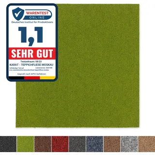 Karat Teppichfliesen Moscow Selbstliegend 50 x 50 cm Grün