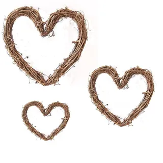3 Stück Rattan Kranz, Dekokranz Tischkranz, Rattan Herz Kranz, für Türkranz Holz Dekoration Ornament Tor Wand Party Hochzeit (10,15,20cm)