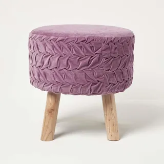 Homescapes Hocker Lyla Samt 41 x 40 x 41 cm Mauve
