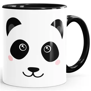 MoonWorks Kaffee-Tasse Panda Gesicht Pandabär Tiergesichter Teetasse Keramiktasse schwarz Unisize