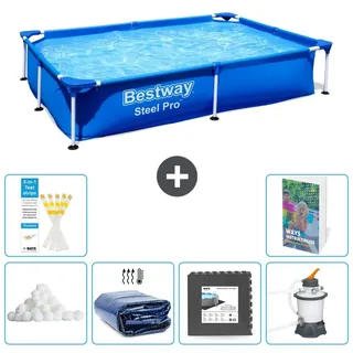 Bestway Steel Pro Rechteckig - 221x150x43 cm - 7-teilig S31 - Blau