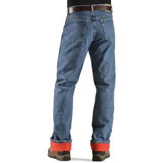 Wrangler Rugged Wear Woodland Thermo-Jeans für Herren | Große Größen, Stonewash-Rot, entspannte Passform mit geradem Bein, gestepptes Thermofutter, Five-Pocket-Styling