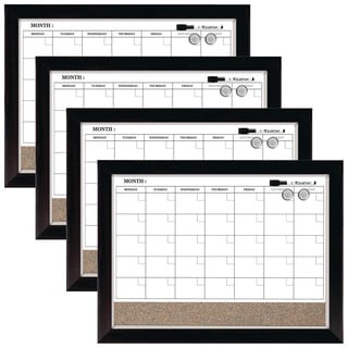 Quartet Whiteboard-Kalender und Korktafel, magnetisch, Whiteboard und Kork-Pinnwand, 43,2 x 58,4 cm, Holz-Finish, 4 Stück (22476)