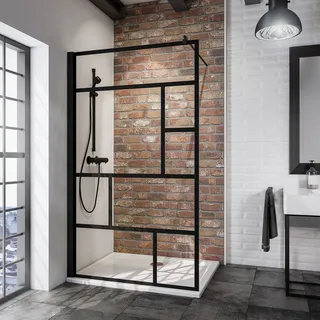 Schulte Alexa Style 2.0 Duschwand Walk-In rechts 100 x 200 cm schwarz Klarglas