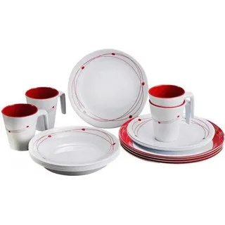 Brunner 0830160N.C8A, Rot, Weiß, Melamin, 4 Person(en), 4 Becken, 4 Stück(e), 300 ml - Rot, Weiß