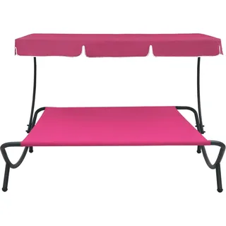vidaXL Garten-Sonnenliege mit Sonnendach 200 x 173 x 135 cm rosa