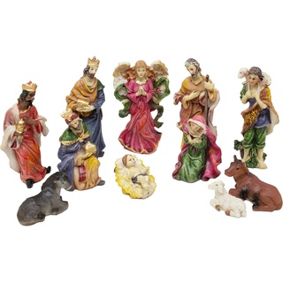 ToCi Krippenfiguren Set Weihnachten mit 11 Figuren (bis 10 cm) im klassischen Design für Krippen Weihnachtsdeko