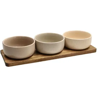 Tognana Tognana, Set 3 Schalen + rechteckiges Tablett 32 x 11 cm Plume, Stoneware, Mehrfarbig