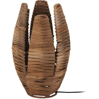 EGLO Tischlampe Mongu 1, 1 flammige Tischleuchte Vintage, Afrikanisch, Boho, Nachttischlampe aus Bast und Stahl, Wohnzimmerlampe in Natur, Schwarz, Lampe mit Schalter, E27 Fassung