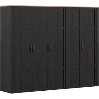 Kleiderschrank FORTE "Bohol", riviera eiche, cabazone eiche, B:265,6cm H:214cm T:59,6cm, Schränke, Kleiderschrank, Höhe 214 cm, 5türig, SoftClose