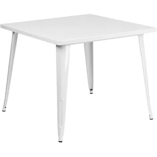 Flash Furniture 35,5 Quadratischer Tisch aus Metall, 90,2 cm, Weiß