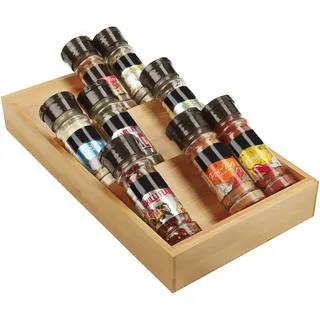 Kurtzy Gewürzregal für die Küche, 3 Ebenen, aus Bambusholz, Gewürzregal, horizontale Schublade – Aufbewahrung von Gewürzen – Organisieren Sie Salz, Gewürze, Kräuter und Vitamine in Ihren Schränken