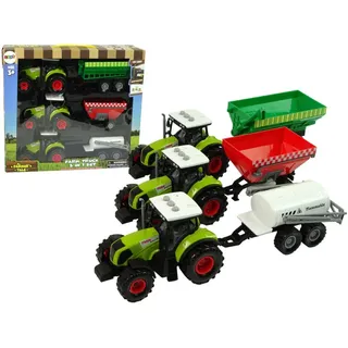 Satz von drei Traktoren Anhänger Sprayer Bauernhof Traktor