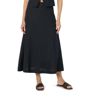 The Drop Damen Midirock Sicily Leinen Schwarz S