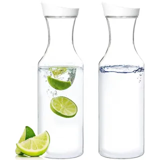 Youngever 2er Pack 1500ML Kunststoff Karaffe, Wiederverwendbarer,Klarer Wasserkrug, Getränkebehälter mit Deckel