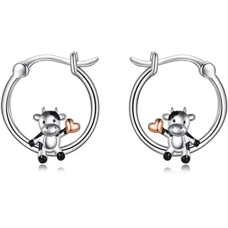 VONALA Küh Creolen Ohrringe, 925 Sterling Silber Tier Schmuck für Damen Mädchen
