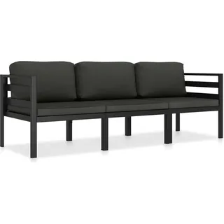 3-tlg. Garten-Lounge-Set mit Kissen Aluminium Anthrazit - Grau
