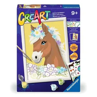 Ravensburger Malen nach Zahlen Pferd mit Blumen - CreArt Set für Kinder