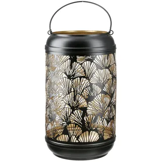 Gilde Windlicht Ginkgo 36 cm schwarz