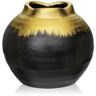 Gold Keramikvase für Blumendekoration Handgemachte Vintage Vase Tischvase aus Keramik Moderne Keramik-Blumenvase für Deko Wohnzimmer Home Office, Vase für Pampasgras, Rustikales Antikes Dekor