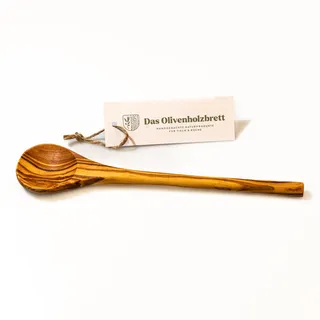 DAS OLIVENHOLZBRETT® / Kochlöffel aus Olivenholz/Olivenholz Allzweck - Rührlöffel mit rundem Kopf und rundem Stiel/Holzlöffel zum Kochen / 30cm