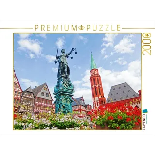 CALVENDO Puzzle Gerechtigkeitsbrunnen auf dem Römerberg, Frankfurt am Main, Deutschland 2000 Teile Puzzle quer | 2000 Teile Lege-Größe 90x67cm Foto-Puzzle für glückliche Stunden