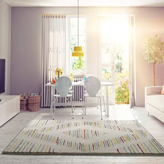 Memphis Rhombus Universalteppich Ethno-Langflor, mehrfarbig, 100% Polypropylen, 160 x 230 cm