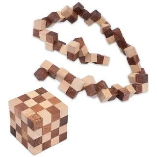 Logoplay Holzspiele Schlangenwürfel 4x4 Gr. L - 8x8x8 cm - Snake Cube - Würfel Schlange - 3D Puzzle - Denkspiel - Knobelspiel - Geduldspiel - Logikspiel aus edlem Holz