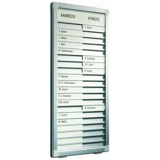 Legamaster Anwesenheitstafel 26 x 54 cm Grau/Silber