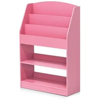 Furinno Kinderbücherregal mit Aufbewahrungsfächern 24 x 62,41 x 94 cm Holz Rosa