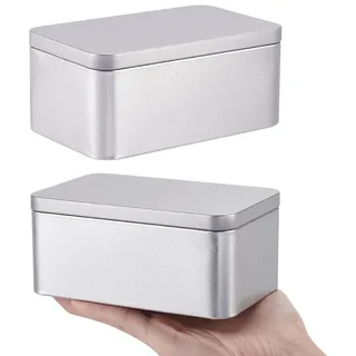 GOMAKERER 1 Stück Eisenbox mit Deckel, 12.7x7.6x5.8cm Metalldosen Tragbare Minibox Aufbewahrungsbox Metall-Keks-Aufbewahrungsbox Kleine Geschenkdosen für Verschenken Süßigkeiten, Platin Farbe