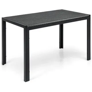 Gartenmöbel PE-rotan, rechte Essgruppe für Außen, Balkontisch für 4-6 Personen, geflochtene Tischplatte mit metallischem Rahmen für Terrasse, Garten, Balkon, 120 x 71 x 72 cm