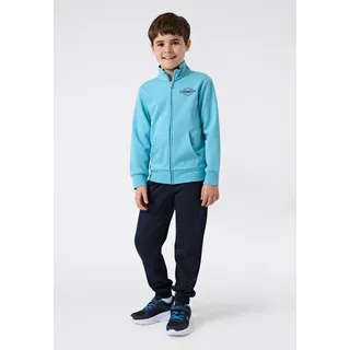 Jogginganzug CHAMPION "Sweatsuits Fleece", Kinder, Gr. XL (164/170), blau (mwb, nny, nny), Obermaterial: 54% Baumwolle, 46% Polyester, Sportanzüge Jogginganzug, zweiteiliges Set, für Kinder und Jugendliche, weich, atmungsaktiv