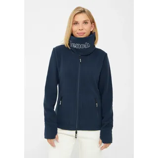 Fleecejacke BENCH. "FUNNEL", Damen, Gr. 44, blau (navy), Fleece, Obermaterial: 100% Polyester, Glanzfaden, unifarben, schmal normal, Jacken Fleecejacke, mit Glitzerstickerei