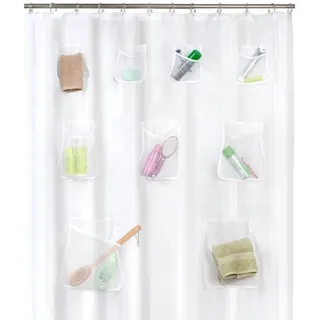 Zenna Home Trockene Netztaschen, wasserdicht, PEVA Duschvorhang oder-Einlage, Badewannen-/Dusch-Organizer, Vinyl, Transparentes Innenfutter, 70 x 72-inch