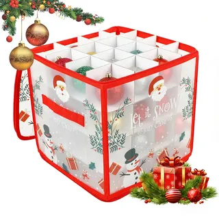 TaimeiMao Aufbewahrungsbox für Weihnachtskugeln, Christbaumkugel Tasche für 64, Weihnachtskugeln aufbewahrung mit Trennwänden und Griffen, Verstellbaren, Faltbarer, für Weihnachtsschmuck
