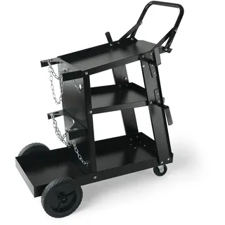 Vevor Schweißwagen 3 Ablageflächen Schweißmobil Max. 168-181kg Wagen für Schweßgeräte mit 2 Gasflaschenhalterung Ideal für Handschweißen Schutzgasschweißen Argon-Lichtbogenschweißen