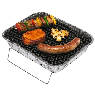 Einmal Grill 600g Holzkohle Alu Einweggrill Kohle Grillen Picknickgrill Camping