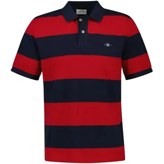 GANT Herren Poloshirt - BLOCK STRIPE POLO, Kurzarm, Knopfleiste, Logo, gestreift Rot M