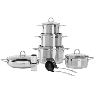 Silit Kochtopfset , Silberfarben , Metall , 9-teilig , 16 cm,20 cm , 2 l,3,8 l,6,3 l,2,7 l , 34x35x59.5 cm , backofengeeignet, rostfrei,backofengeeignet , Kochgeschirr, Töpfe, Topfsets