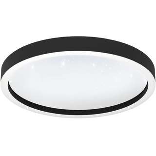 EGLO connect.z Smart Home LED Deckenleuchte Montemorelos-Z mit Kristall-Effekt, ZigBee, App und Sprachsteuerung Alexa, warmweiß-kaltweiß, RGB, dimmbare Deckenlampe in Schwarz, Ø 42 cm