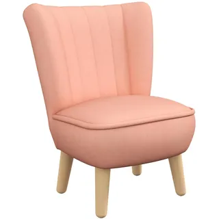aiyaplay Kindersessel, Kindersofa mit Samtoptik, Holzbeine, Kinderstuhl für Kinderzimmer, Spielzimmer, Rosa
