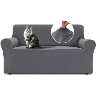 BellaHills Stretch Wasserdicht Sofabezug 2 Sitzer (135-165cm) Moderne Sofaüberwurf Polyester Elastische Sofahusse für Wohnzimmer Protector, Grau