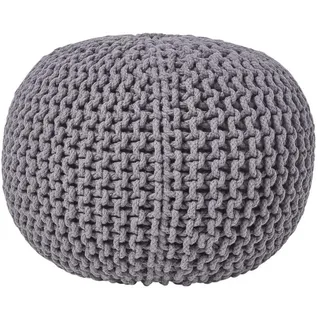 Homescapes Strick-Pouf grau, 40/40/35 cm , Grau , Textil , Uni , Rund , 40x35x40 cm , Wohnzimmer, Sessel, Hocker & Hockerbänke, Poufs