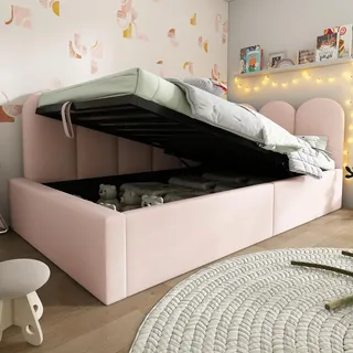 FAVSH Ausziehbett, Tagesbett Ausziehbar Polsterbett Daybett 90x190cm, Große Lagerung Schubladen, Kinderbett mit Lattenrost, Samt, Geeignet für Teenager und Kinder(ohne Matratze )(Rosa)
