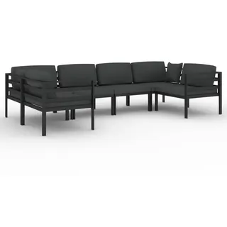 vidaXL 6-tlg. Garten-Lounge-Set mit Kissen Aluminium Anthrazit - Grau