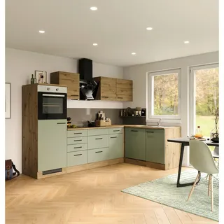 Flex-Well Winkelküche L-Form 280 x 170 cm Schilfgrün matt