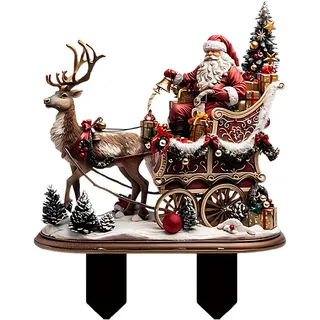 Salyeeluly Gartenstecker Weihnachten Figur | Weihnachtsstecker Weihnachtsmann Rentier Gartenstecker aus Acryl | 2D Flache Weihnachten Figur Dekostecker Weihnachtsdeko Stecker Gartendeko zum Stecken